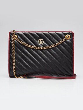 Gucci Black Quilted Leather Torchon Marmont Shoulder Bag